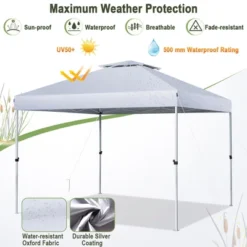 Costway 2-Tier 10' X 10' Pop-up Canopy Tent Instant Gazebo Adjustable Carry Bag With Wheel -Costway GUEST 00980fbe ace7 4b61 b886 bd276d517dc7