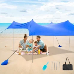 Costway Family Beach Tent Canopy W/4 Poles Sandbag Anchors 10'x9' UPF50+ Purple/Green/Blue -Costway GUEST 01879521 d66c 423a 92fc 4640bfd15e5c