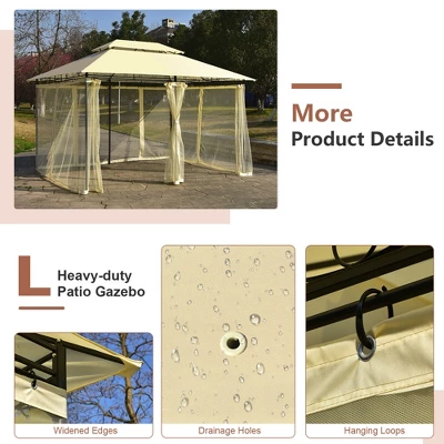 Costway 2-Tier 10'x13' Steel Gazebo Canopy Tent Shelter Patio Garden Outdoor Netting 10 Costway 2-Tier 10'x13' Steel Gazebo Canopy Tent Shelter Patio Garden Outdoor Netting - Image 8