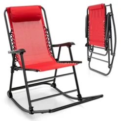 Costway Patio Camping Rocking Chair Folding Rocker Footrest Lightweight Outdoor RedNavyBeigeGreyBlue -Costway GUEST 042a1694 0839 4e52 8d46 54949ce5bbdf