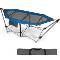 Costway Folding Hammock Indoor & Outdoor Hammock With Side Pocket & Iron Stand -Costway GUEST 044189ae 4d3b 401d 80cf 354eecb76d2b
