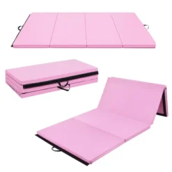 4' X 8' X 2'' Folding Gymnastics Mat Four Panels Gym PU Leather EPE Foam Blue/Pink -Costway GUEST 044645d7 48b8 4c49 9496 87e170af6f4d