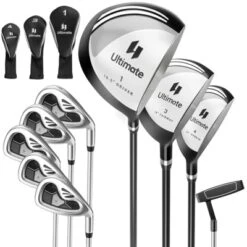 Costway 9 PCS Men's Complete Golf Club Set Right Handed With 460cc Alloy Driver Irons Gray/Navy -Costway GUEST 060e6c31 057d 4e71 bebe 3788a57b2328