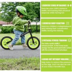 Costway 12'' Toddler Balance Bike No Pedal Bicycle With Fenders Adjustable Seat For 2-5 Years Old YellowGreen -Costway GUEST 06999fd5 b337 43e9 bef3 6e0f944213c3