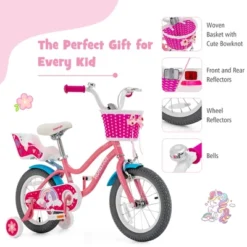 Honeyjoy 14 Inches Kids Bicycle W/Training Wheels & Basket For Boys & Girls Age 3-5 Years -Costway GUEST 09a23c2e e036 42f3 b714 9ab1f1b43b5a