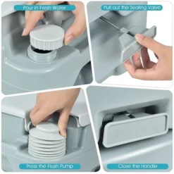 Costway 5.3 Gallon 20L Outdoor Portable Toilet W/ Level Indicator For RV Travel Camping -Costway GUEST 0a40b149 9876 4242 9d46 5f2a17e54c12