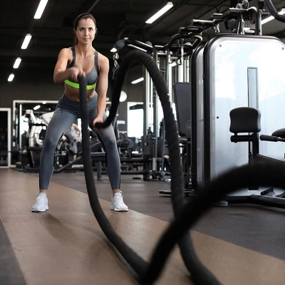 Costway 30FT/40FT/50FT Battle Rope 1.5'' Diameter Exercise Rope W/Anchor Strap Kit 7 Costway 30FT/40FT/50FT Battle Rope 1.5'' Diameter Exercise Rope W/Anchor Strap Kit - Image 5