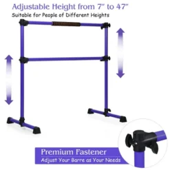 Costway 4ft Portable Ballet Barre Freestanding Adjustable Double Dance Bar Purple -Costway GUEST 104f5f87 ebae 440c ba7b ba18698d6ab6