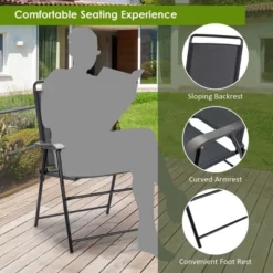 Costway 4PCS Outdoor Patio Folding Chair W/Armrest Portable Camping Lawn Garden -Costway GUEST 107bf921 735b 4794 93e8 f1a6a0fa20aa