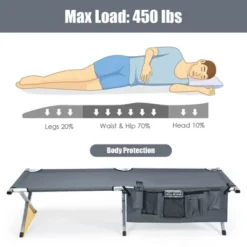 Costway Folding Camping Cot Heavy-duty Camp Bed W/Carry Bag For Beach Traveling Vocation Grey -Costway GUEST 10d12aad b95c 4603 b421 8f8e770e93b3