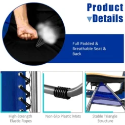 Costway 2PCS Folding Zero Gravity Chair Padded Lounge Chair W/ Beech Armrests Turquoise/Blue/Grey -Costway GUEST 10f52417 8640 4902 a219 693c2c36af76