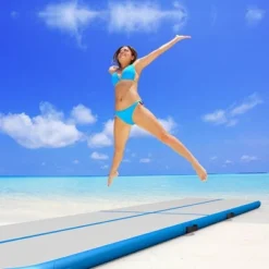 Costway 10' Inflatable Gymnastics Mat Air Track Floor Mats Water Buoyancy Pump Blue