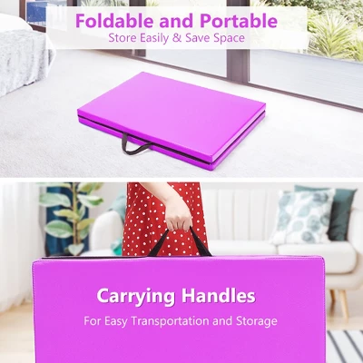 Costway 6'x2' Yoga Mat Folding Exercise Aerobics Stretch Gymnastic W/Handle BluePurple 7 Costway 6'x2' Yoga Mat Folding Exercise Aerobics Stretch Gymnastic W/Handle BluePurple - Image 5