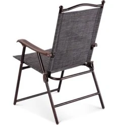 Costway Set Of 2 Patio Folding Sling Back Chairs Camping Deck Garden Beach Gray -Costway GUEST 1876afab ea37 4579 b19d 1b328608533d