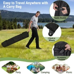 Costway 2-Tier 10' X 10' Pop-up Canopy Tent Instant Gazebo Adjustable Carry Bag With Wheel -Costway GUEST 18c545d9 54c8 473d 9b69 8c628b0283d5