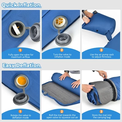 Costway Folding Sleeping Pad, Self Inflating Camping Mattress With Carrying Bag GreenBlue 6 Costway Folding Sleeping Pad, Self Inflating Camping Mattress With Carrying Bag GreenBlue - Image 4