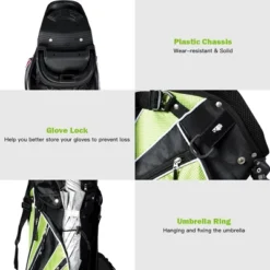 Costway Golf Stand Cart Bag Club W/6 Way Divider Carry Organizer Pockets Storage Green -Costway GUEST 1a714589 d18a 40d7 b667 aecdc5a29ee6