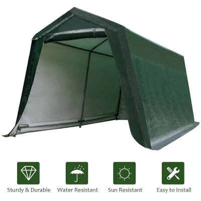 Costway 10'x10' Patio Tent Carport Storage Shelter Shed Car Canopy Heavy Duty Green 8 Costway 10'x10' Patio Tent Carport Storage Shelter Shed Car Canopy Heavy Duty Green - Image 6