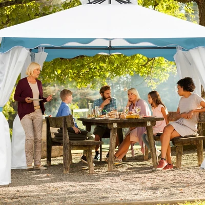 Costway 2 Tier 10'x10' Patio Gazebo Canopy Tent Steel Frame Shelter Awning W/Side Walls 5 Costway 2 Tier 10'x10' Patio Gazebo Canopy Tent Steel Frame Shelter Awning W/Side Walls - Image 3