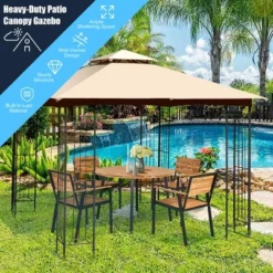 Costway 10' X 10' Patio Canopy Gazebo Outdoor 2-Tier Steel Tent Heavy-Duty L-Shaped -Costway GUEST 1d2968cf 73eb 406a a8f9 5fca9d51c854