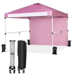 Costway 10'x10'Commercial Pop-up Canopy Tent Sidewall Folding Market Patio White/Pink -Costway GUEST 1d68525b cfd3 4fe3 8dfa f6bcbacdf141