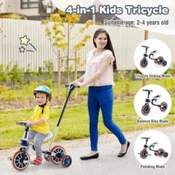 Costway 4 In 1 Kids Tricycles With Push Handle & Training Wheels Baby Balance Bike Navy/Pink -Costway GUEST 1ec8f62f 07aa 41ed 8e64 095436a119f7