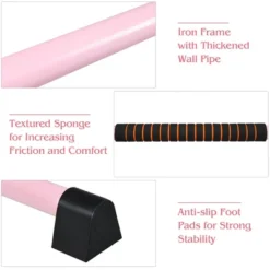 Costway 4ft Portable Ballet Barre Freestanding Adjustable Double Dance Bar Pink -Costway GUEST 207a7cc3 4bc3 4591 b4be a91439641784
