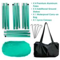 Costway Family Beach Tent Canopy W/ 4 Poles Sandbag Anchors 7'x7' UPF50+ Green -Costway GUEST 20e47d56 db14 461f bda9 82ca185fbd30