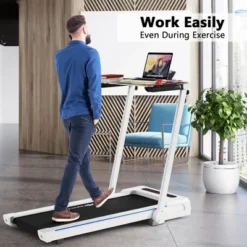 Costway 2.25HP 3-in-1 Folding Treadmill W/Table Speaker Remote Home Office White -Costway GUEST 2156b105 2d54 453f ac54 7d882d6d48ba