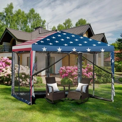Costway 10'x10' Folding Pop Up Tent Gazebo Canopy Mesh Sidewall 4 Costway 10'x10' Folding Pop Up Tent Gazebo Canopy Mesh Sidewall - Image 2