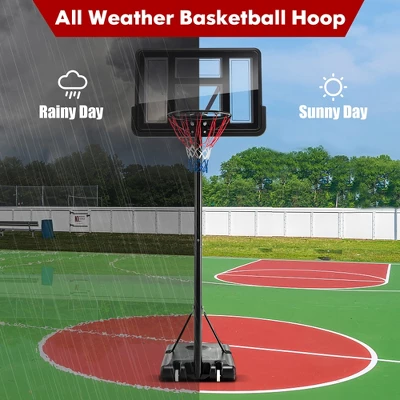 Costway 4.25-10FT Portable Adjustable Basketball Hoop System With 44'' Backboard 2 Nets 7 Costway 4.25-10FT Portable Adjustable Basketball Hoop System With 44'' Backboard 2 Nets - Image 5
