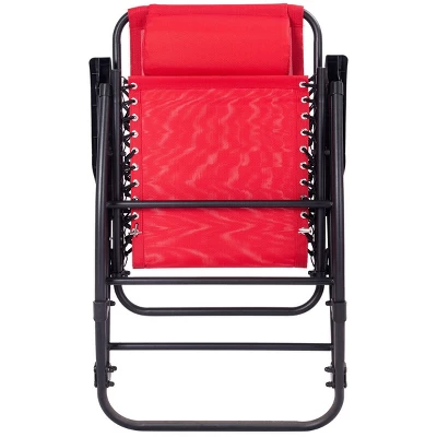 Costway Folding Zero Gravity Rocking Chair Rocker Porch Outdoor Patio Headrest Red 9 Costway Folding Zero Gravity Rocking Chair Rocker Porch Outdoor Patio Headrest Red - Image 7