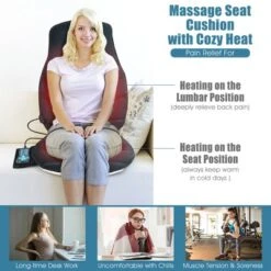Massage Seat Cushion Back Massager W/ Heat & 6 Vibration Motors For Home 13 Massage Seat Cushion Back Massager W/ Heat & 6 Vibration Motors For Home -Costway GUEST 2608b809 6ab1 4973 92df b0f4a94a31f1
