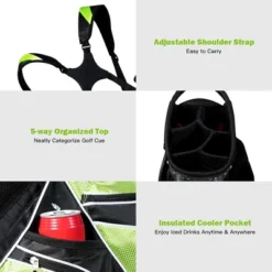 Costway Golf Stand Cart Bag Club W/6 Way Divider Carry Organizer Pockets Storage Green -Costway GUEST 29646835 0409 48ad 8348 afe3178c6a28