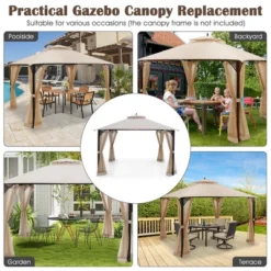 10' X 12' Patio Gazebo Replacement Top Cover 2-Tier Canopy CPAI-84 Outdoor -Costway GUEST 2a355d66 af71 4853 afae 6d2c18f73e41