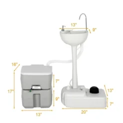 Costway Outdoor Wash Sink And Potable Toilet Set 4.5 Gallon Sink & 5.3 Gallon Toilet