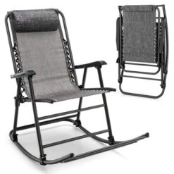 Costway Patio Camping Rocking Chair Folding Rocker Footrest Lightweight Outdoor RedNavyBeigeGreyBlue -Costway GUEST 2bba86cf 607b 4642 8826 a031314943c6