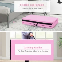 4' X 8' X 2'' Folding Gymnastics Mat Four Panels Gym PU Leather EPE Foam Blue/Pink -Costway GUEST 2cba032b 9e4d 47b1 8cf6 7dba2ce80001