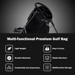 Costway Golf Stand Cart Bag Club W/6 Way Divider Carry Organizer Pockets Storage Black -Costway GUEST 2e3ed8c0 2d2e 4bc9 8895 da14f73e70bc