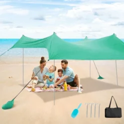 Costway Family Beach Tent Canopy W/4 Poles Sandbag Anchors 10'x9' UPF50+ Purple/Green/Blue -Costway GUEST 31a5614e 28a0 43a3 a3bf 6e6cb850a1d8