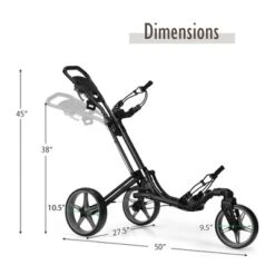 Costway Folding Golf Push Cart Swivel W/Adjustable Handle Grey -Costway GUEST 32610748 f5d4 482b 9017 f1756abf0298