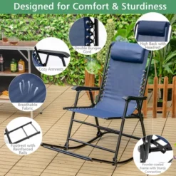 Costway Patio Camping Rocking Chair Folding Rocker Footrest Lightweight Outdoor RedNavyBeigeGreyBlue -Costway GUEST 338a0501 2a62 4193 9b26 79dbbeb60b4d