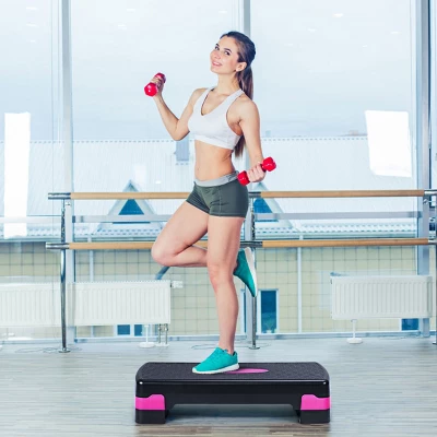 Costway 26'' Aerobic Exercise Stepper Cardio Trainer W/Riser Height-Adjustable Home Gym 3 Costway 26'' Aerobic Exercise Stepper Cardio Trainer W/Riser Height-Adjustable Home Gym