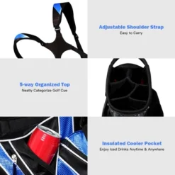 Costway Golf Stand Cart Bag Club W/6 Way Divider Carry Organizer Pockets Storage Blue -Costway GUEST 343650f7 d723 4888 a1ff b27dcbaccd23