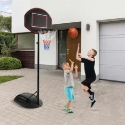 Costway 5.5-7.5FT Adjustable Portable Basketball Goal System With Shatterproof Backboard