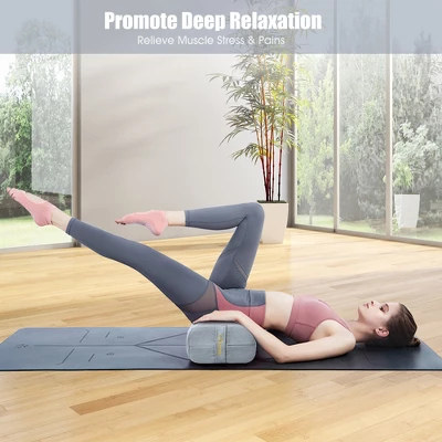 Costway Yoga Bolster Pillow Meditation Pillow W/Washable Cover & Carry Handle GreenGreyPink 5 Costway Yoga Bolster Pillow Meditation Pillow W/Washable Cover & Carry Handle GreenGreyPink - Image 3