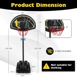 Costway 4.25-10FT Portable Adjustable Basketball Goal Hoop System With 2 Nets Fillable Base -Costway GUEST 3884b022 589d 45dc 9d7d 8dc86b1f66b9