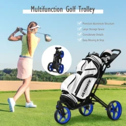 Costway Folding Golf Push Cart W/Scoreboard Adjustable Handle Swivel Wheel RedBlueGreyGreen 16 Costway Folding Golf Push Cart W/Scoreboard Adjustable Handle Swivel Wheel RedBlueGreyGreen -Costway GUEST 391c9f6b 3deb 479c 90cd b4e79235ee30