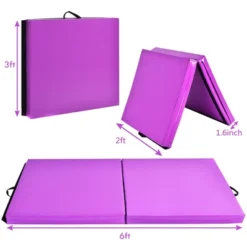 6'x2' X 1.6"Gymnastics Yoga Mat Thick Two Folding Panel Purple Portable -Costway GUEST 39920f36 7f10 4f8c b618 18e80bf8f197