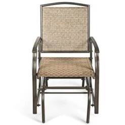 Costway Patio Swing Single Glider Chair Rocking Seating Steel Frame Garden Furni Brown -Costway GUEST 399b7738 495d 479e 979d fd075d15b8d5